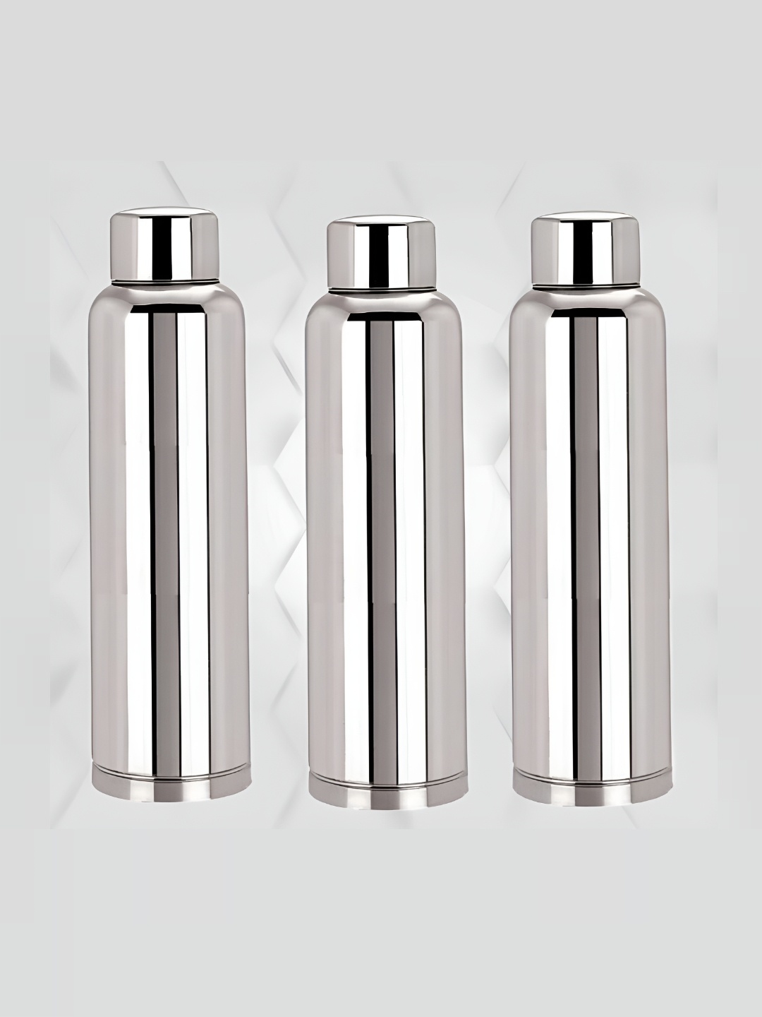 

STEEPLE Silver-Toned 3 Pcs Stainless Steel Solid Water Bottle 1 Ltr