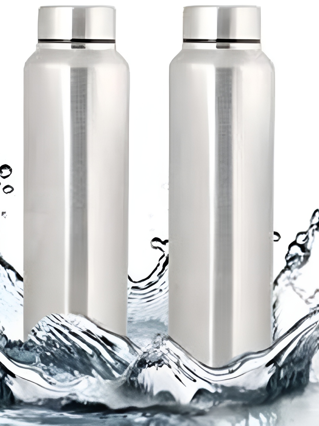 

STEEPLE Silver-Toned 2 Pieces Stainless Steel Solid Water Bottle 1L