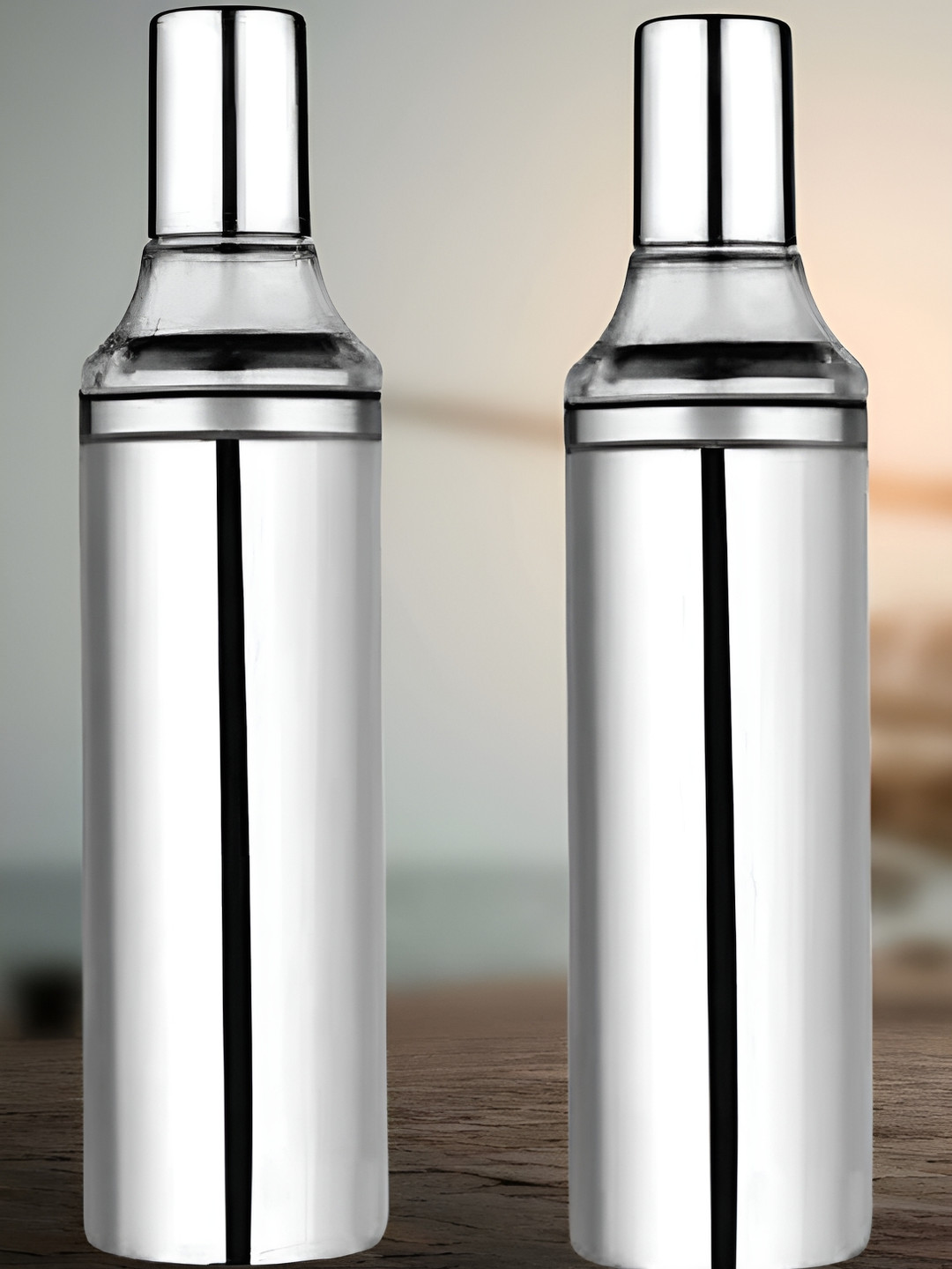 

STEEPLE Silver-Toned 2 Pcs Stainless Steel Solid Water Bottle 1 L