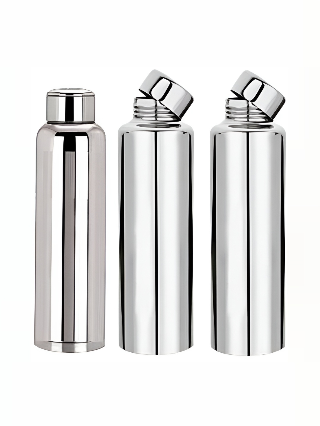 

STEEPLE Silver-Toned 3 Pcs Stainless Steel Water Bottle 1 Ltr