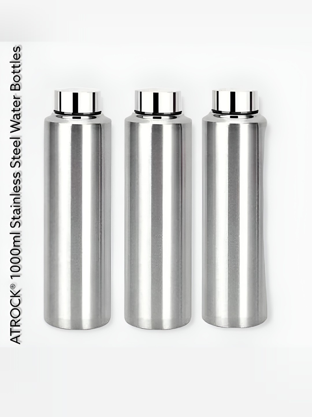 

STEEPLE Silver-Toned 3 Pieces Stainless Steel Single Wall Vacuum Water Bottles 1 L Each
