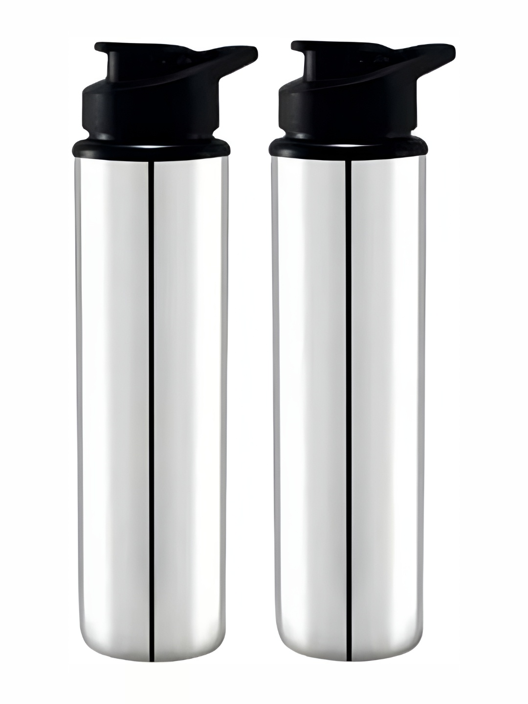 

STEEPLE Silver-Toned & Black 2 Pcs Stainless Steel Solid Water Bottle 900ml