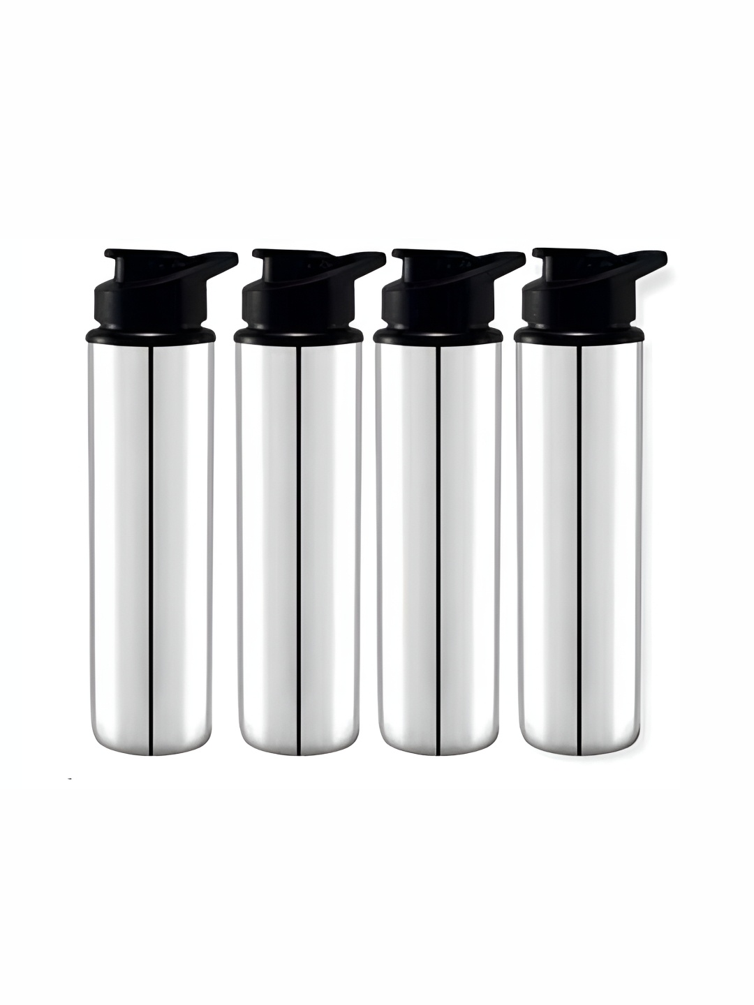 

STEEPLE Silver-Toned & Black 4 Pcs Stainless Steel Water Bottle 900 ml