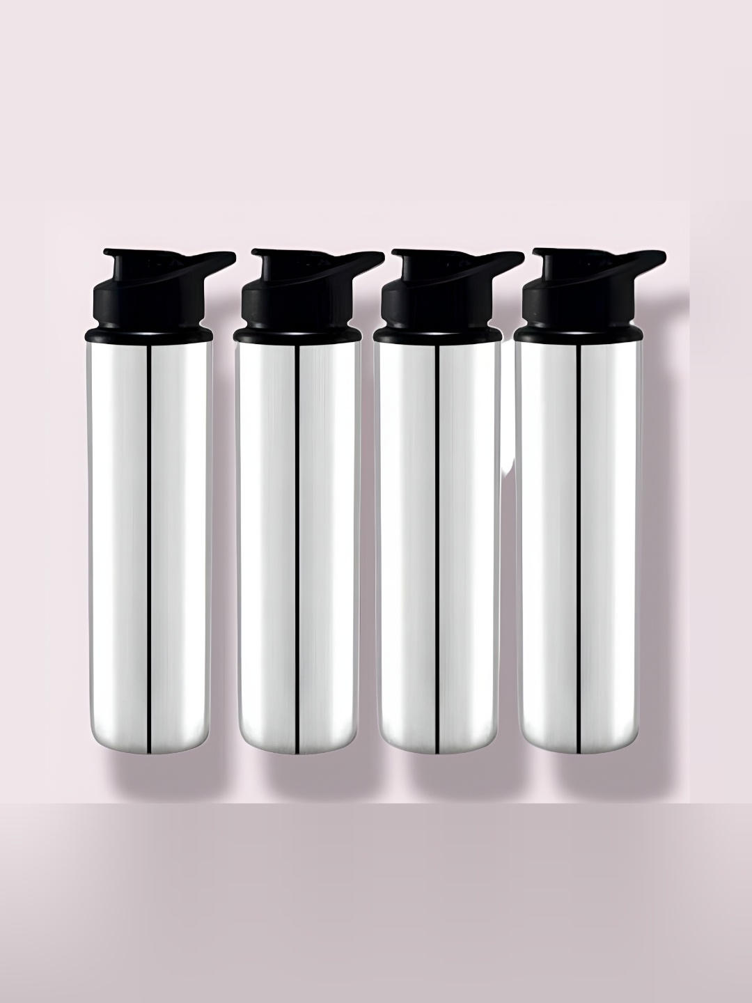

STEEPLE Silver-Toned & Black 4 Pieces Stainless Steel Water Bottles 900 ml