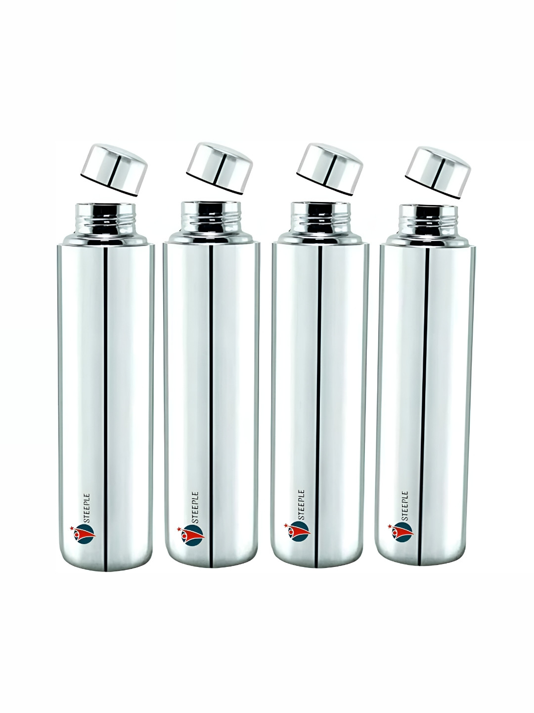 

STEEPLE Silver-Toned 4 Pieces Stainless Steel Water Bottle 500ml