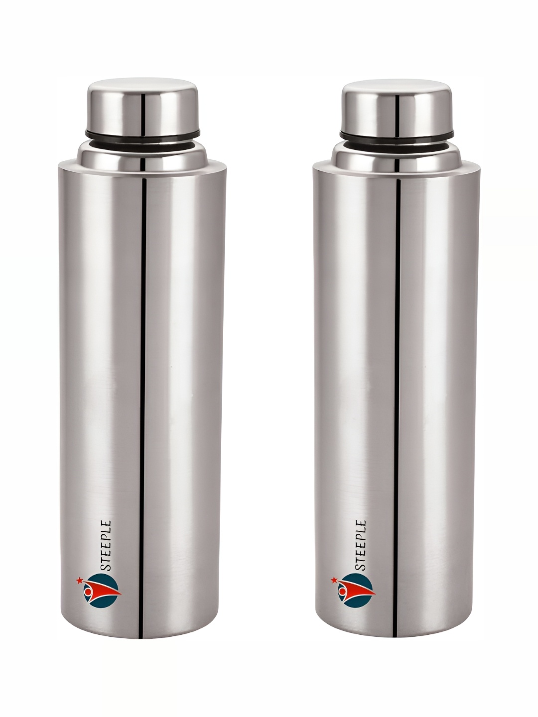 

STEEPLE Silver Toned 2 Pieces Stainless Steel Water Bottle 1 L Each