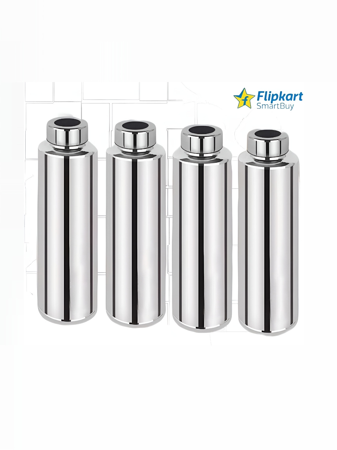 

STEEPLE Silver-Toned 4 Pieces Stainless Steel Solid Water Bottle