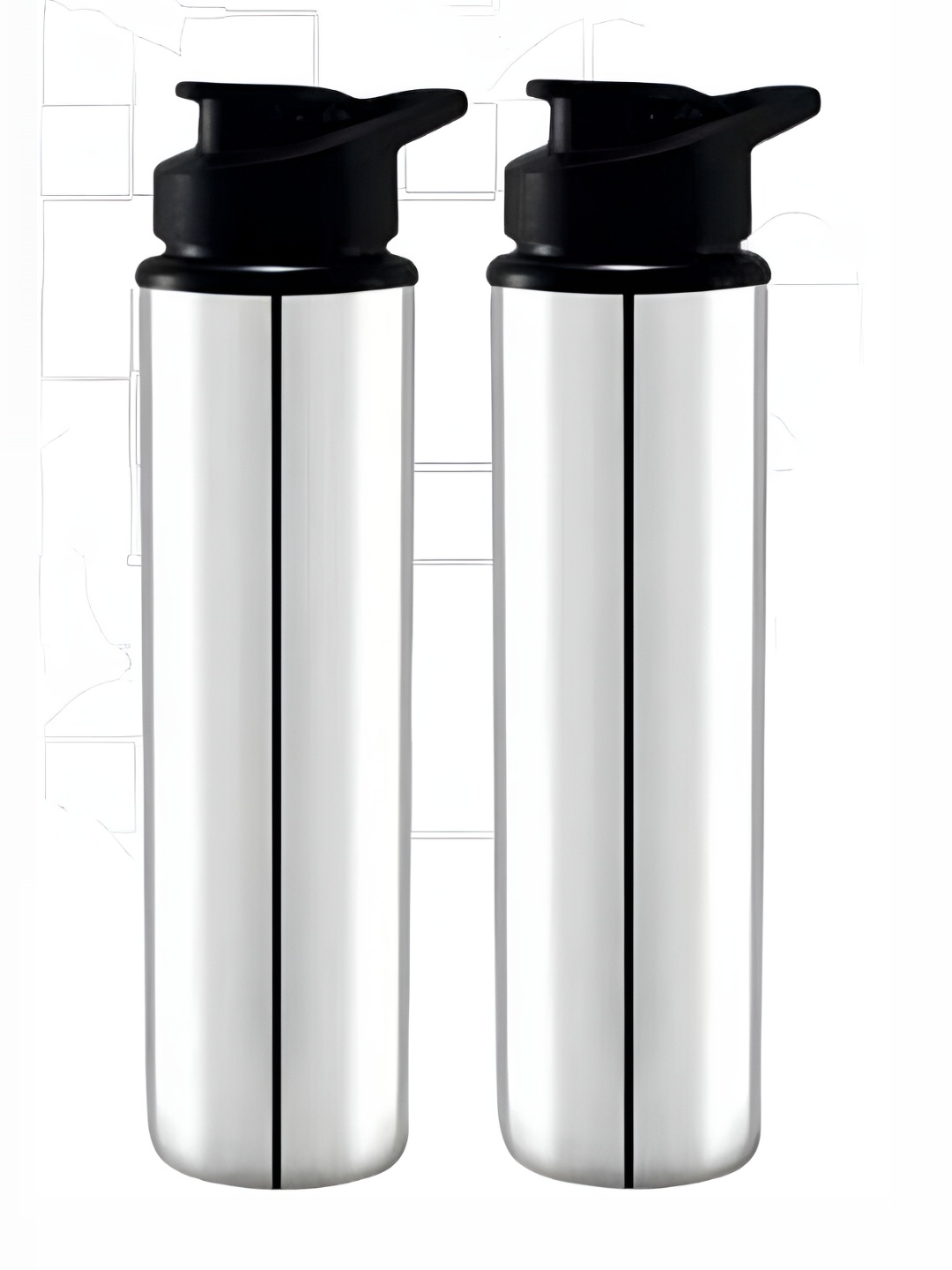 

STEEPLE Silver-Toned & Black 2 Pieces Stainless Steel Solid Water Bottle 900 ml