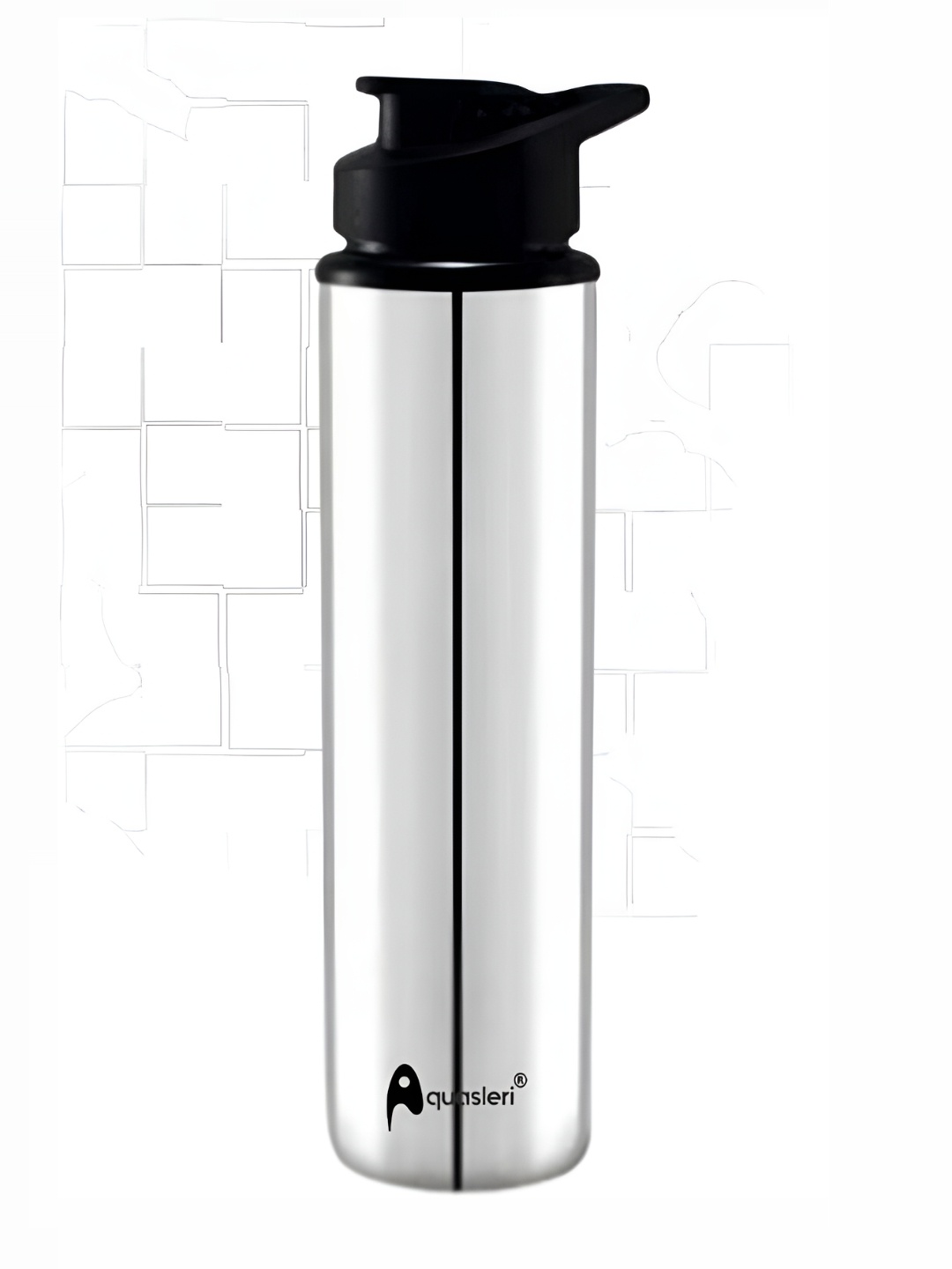 

STEEPLE Silver-Toned & Black Stainless Steel Solid Water Bottle