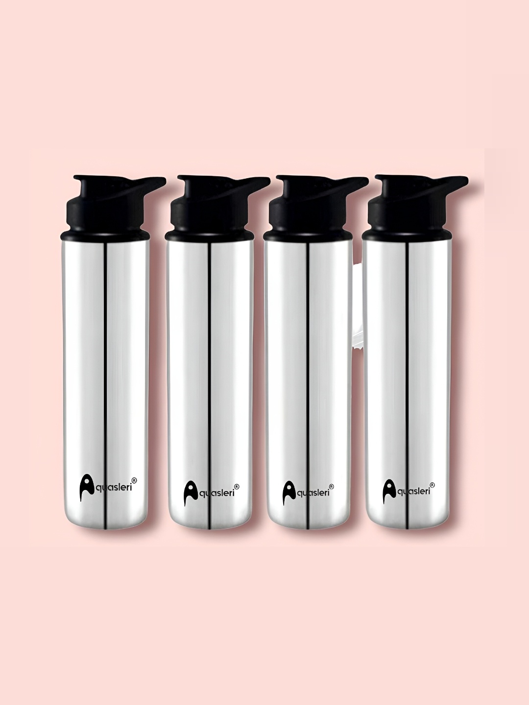 

STEEPLE Silver-Toned & Black 4 Pieces Stainless Steel Water Bottle 900ml