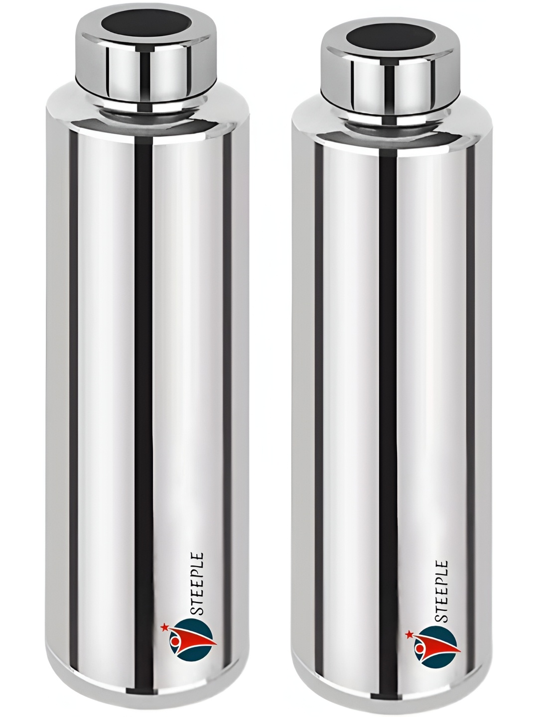

STEEPLE Silver-Toned 2 Pieces Stainless Steel Water Bottle 1 Ltr