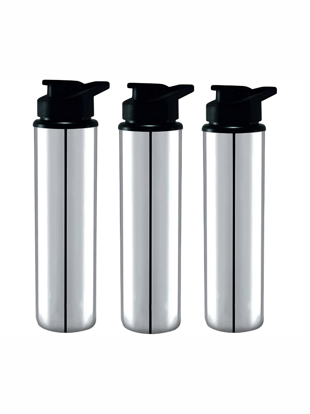 

STEEPLE Silver-Toned & Black 3 Pieces Stainless Steel Water Bottle 850ml