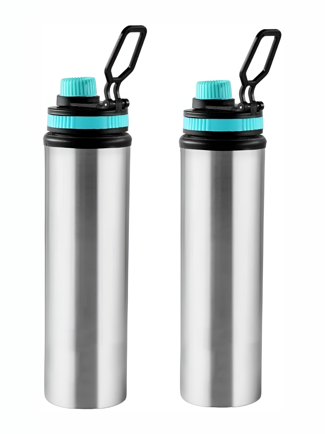 

STEEPLE Silver-Toned & Turquoise Blue 2 Pieces Stainless Steel Water Bottle 910 ml