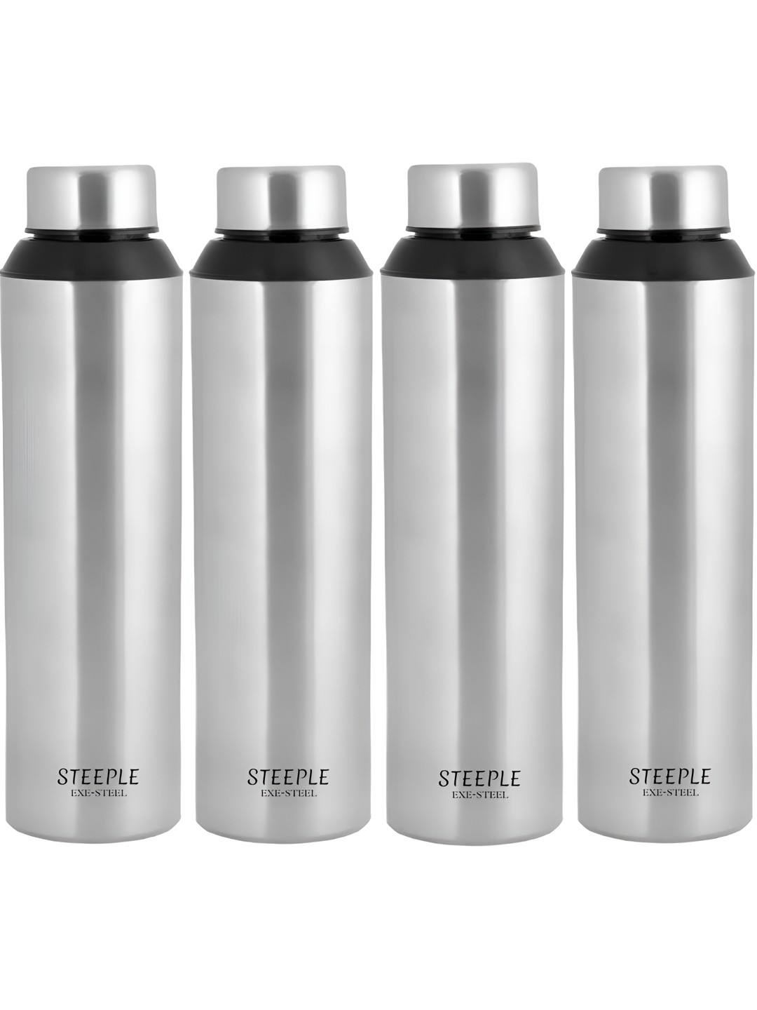 

STEEPLE Silver-Toned 4 Pieces Stainless Steel Solid Water Bottles 900 ml Each