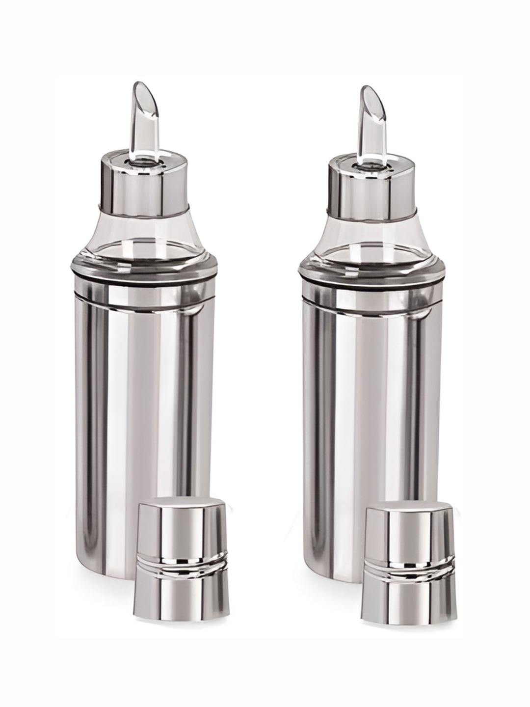 

STEEPLE Silver-Toned 2 Pieces Stainless Steel Dishwasher Safe Oil Dispensers 1L Each