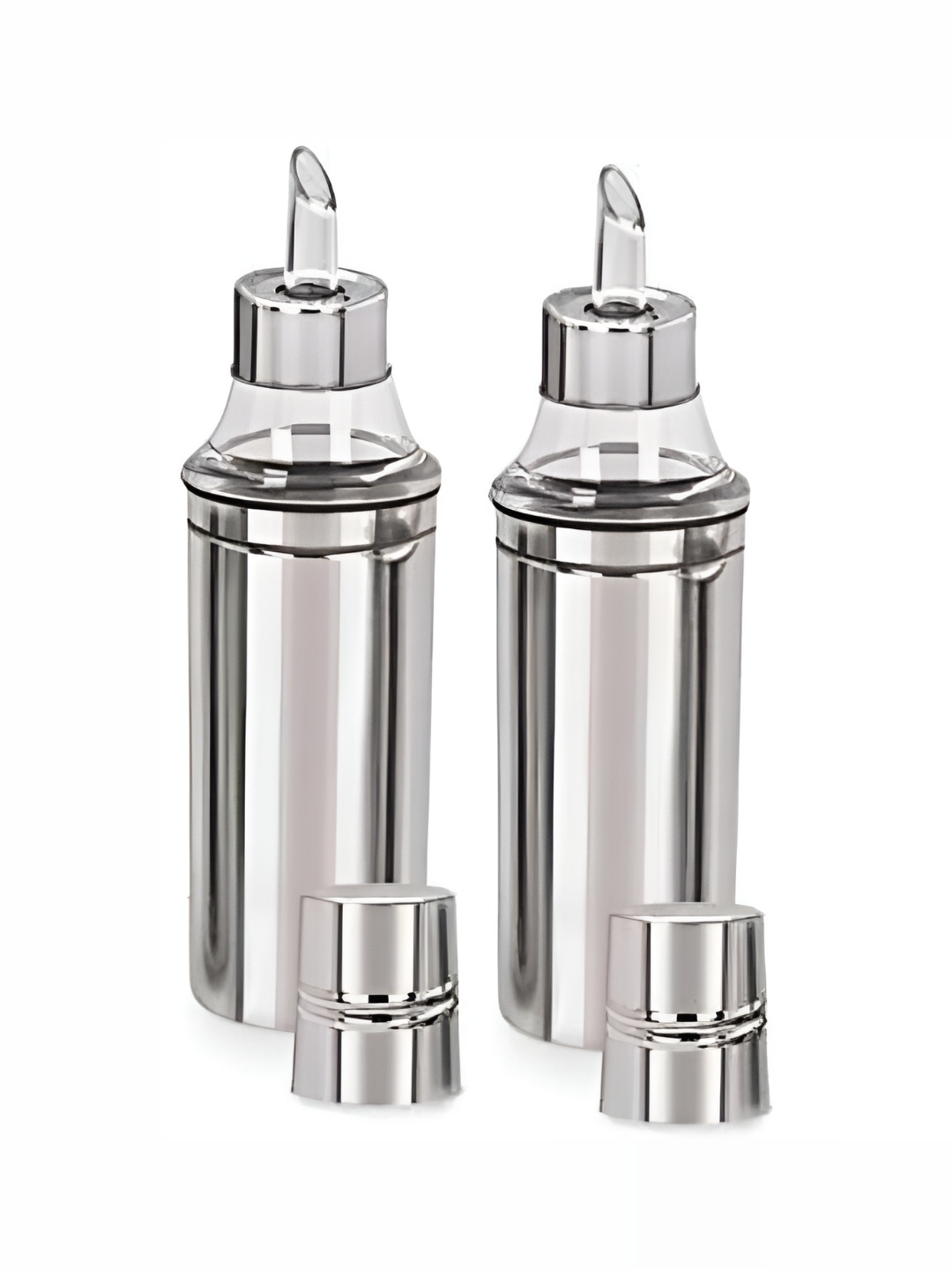 

STEEPLE Silver-Toned 2 Pieces Stainless Steel Dishwasher Safe Oil Dispensers 1L Each