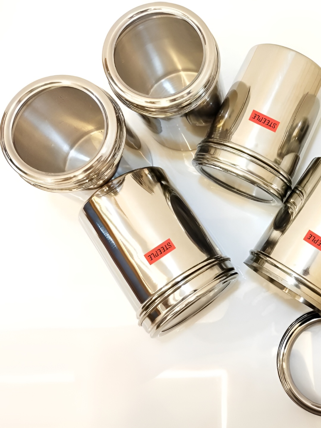 

STEEPLE Silver-Toned 6 Pieces Stainless Steel Dishwasher Safe Food Containers 1000 ml Each