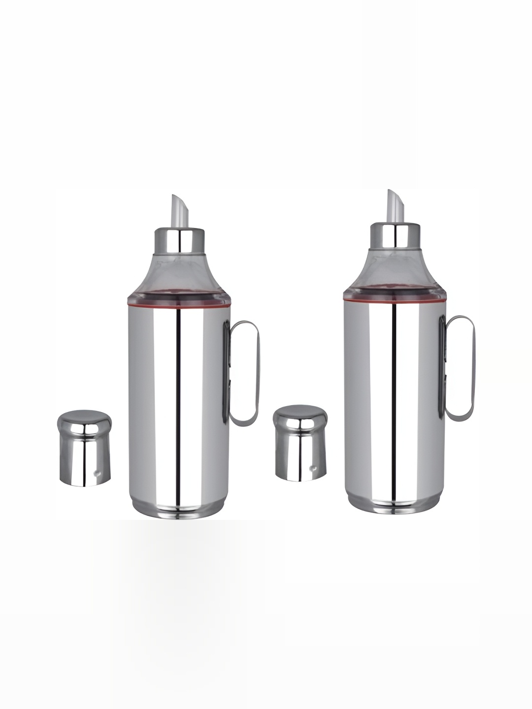 

STEEPLE Silver-Toned 2 PiecesStainless Steel Dishwasher Safe Oil Dispenser 1000 ml Each