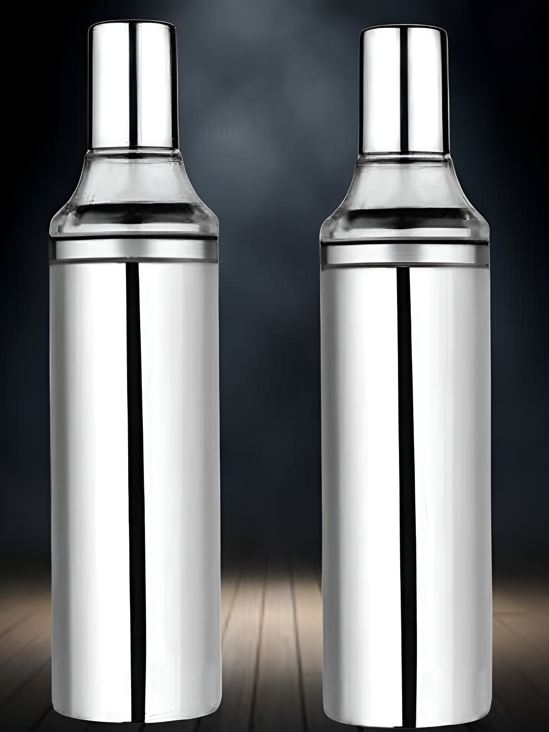 

STEEPLE Silver-Toned 2 Pieces Stainless Steel Dishwasher Safe Oil Dispensers 1000 ml Each