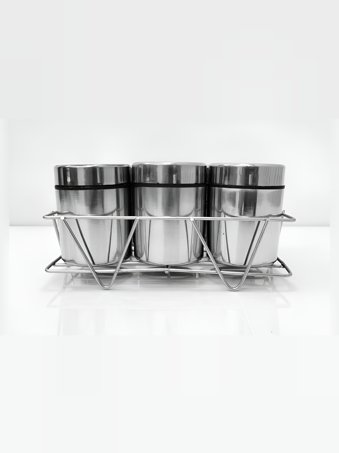 

STEEPLE Silver-Toned 6 Pcs Stainless Steel Dishwasher Safe Food Containers 1.1 L
