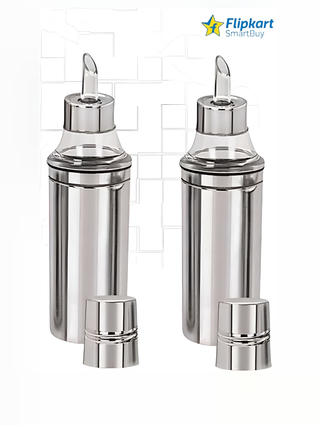 

STEEPLE Silver-Toned 2 Pieces Stainless Steel Dishwasher Safe Oil Dispenser 1L