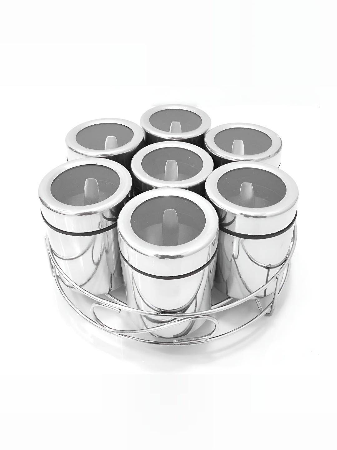 

STEEPLE Silver-Toned & Transparent 7 Pieces Stainless Steel Food Container 190 ml