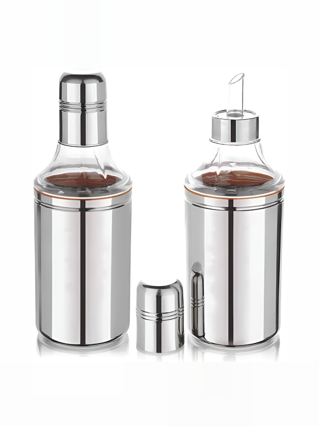 

STEEPLE Silver-Toned 2 Pieces Stainless Steel Dishwasher Safe Oil Dispenser 1L
