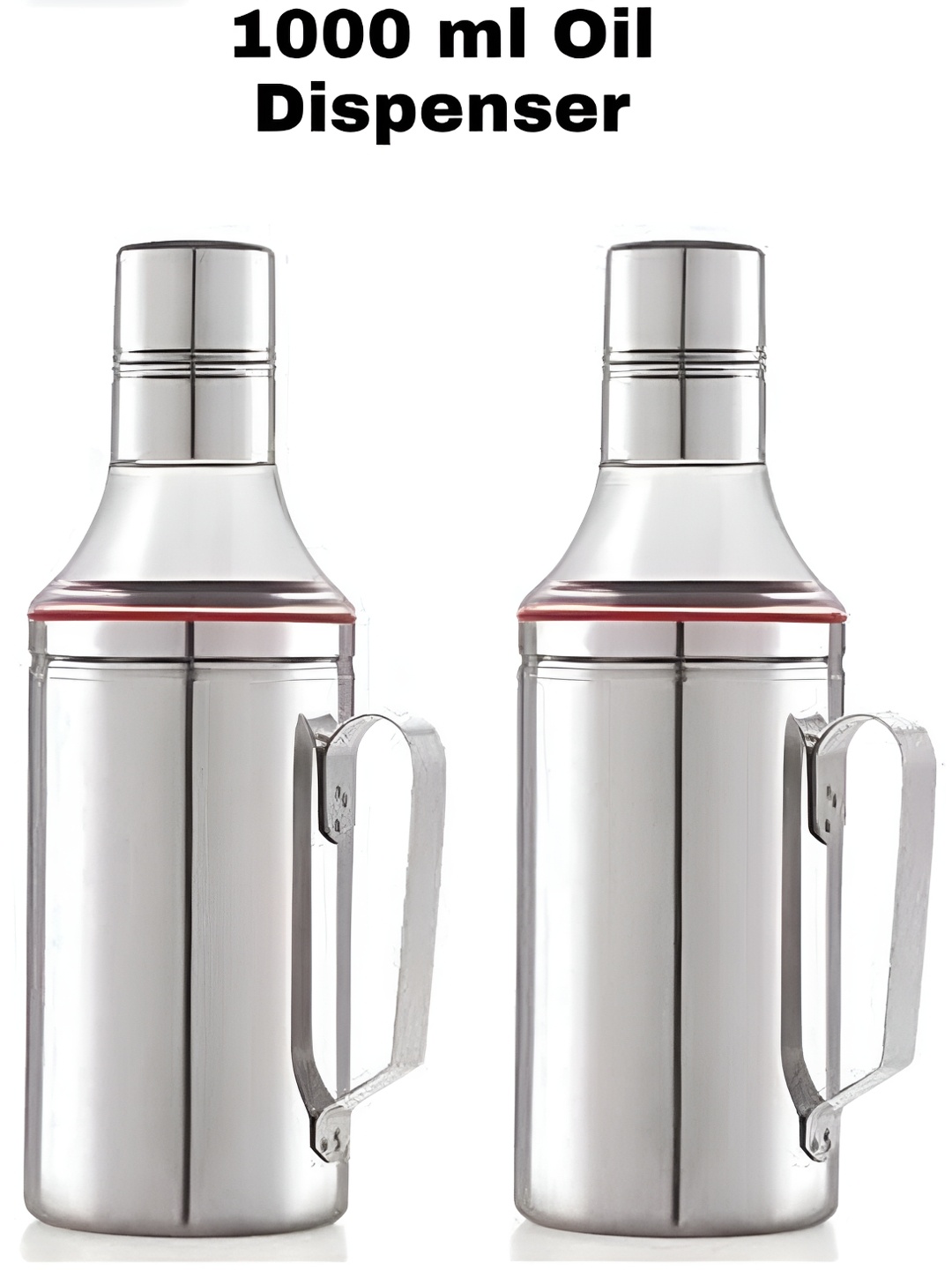 

STEEPLE Silver-Toned 2 Pieces Stainless Steel Dishwasher Safe Oil Dispenser 1L