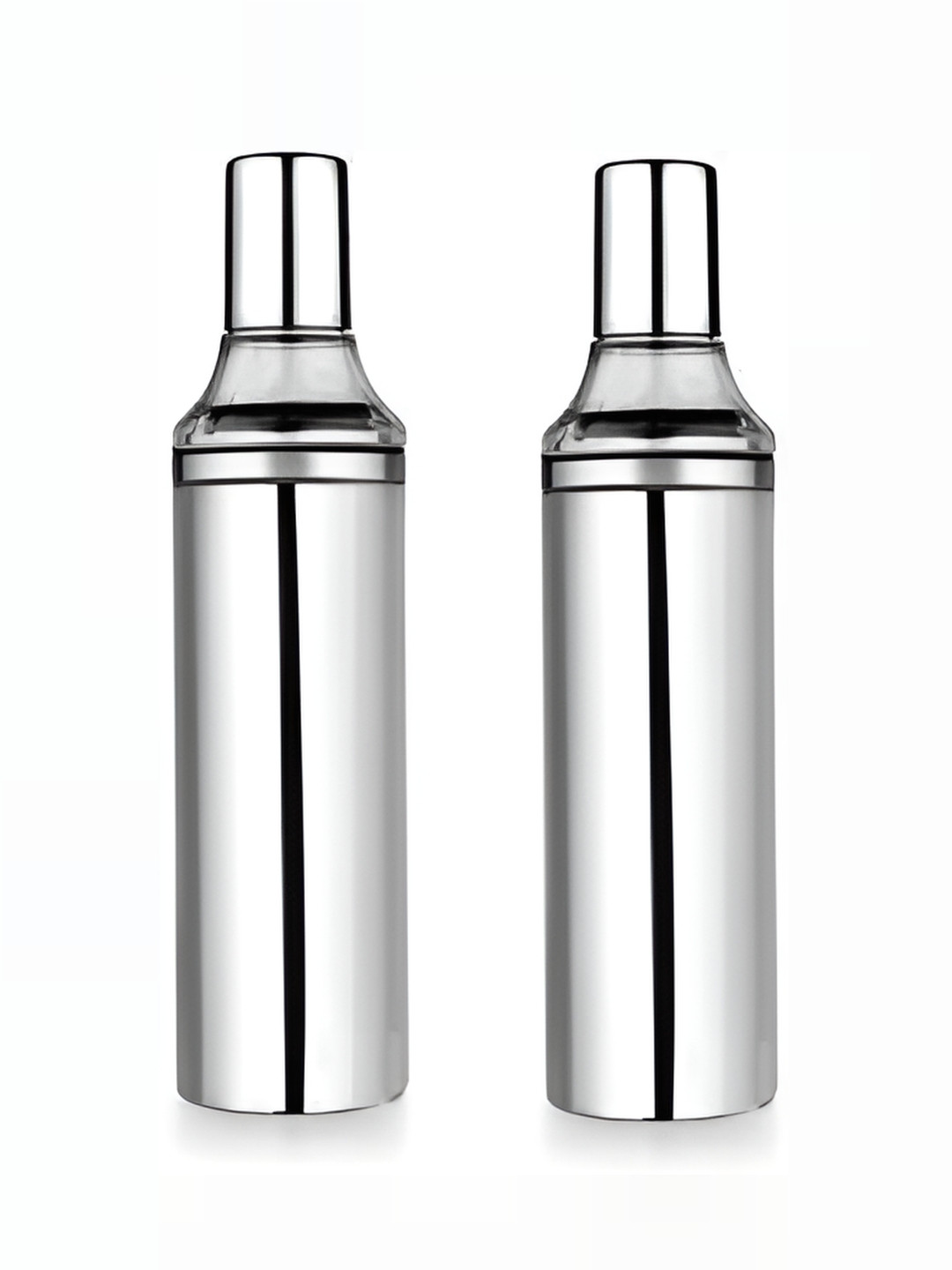 

STEEPLE SilverToned & Transparent 2 Pcs Stainless Steel Dishwasher Safe Oil Dispensers 1L, Silver