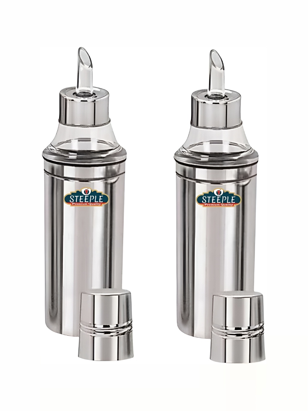 

STEEPLE Silver-Toned 2 Pieces Dishwasher Safe Oil Dispensers 1 L Each