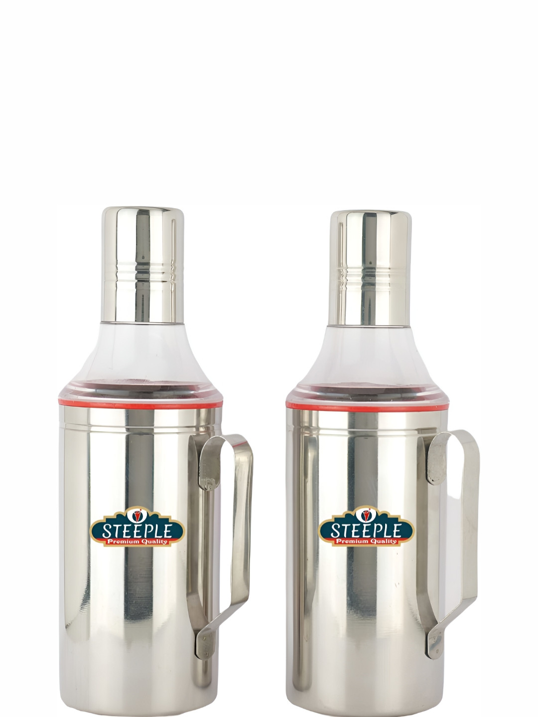 

STEEPLE Silver-Toned 2 Pieces Stainless Steel Dishwasher Safe Oil Dispenser 1l
