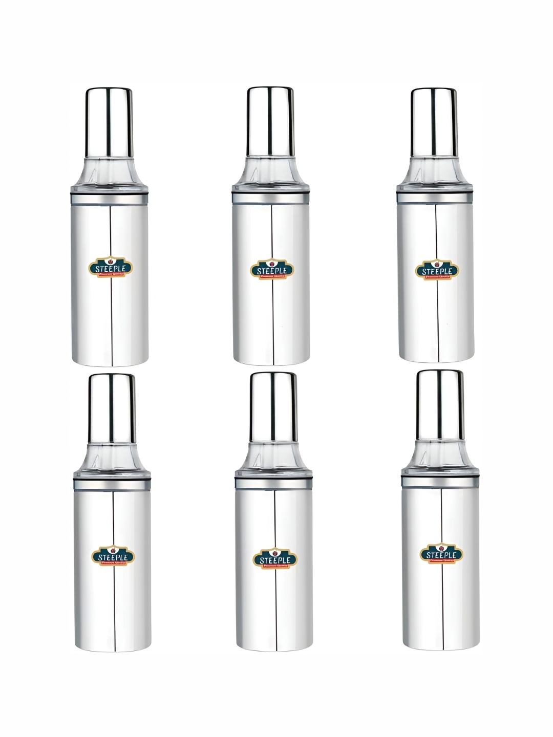 

STEEPLE Silver-Toned 6 Pieces Stainless Steel Dishwasher Safe Oil Dispenser 500 ml