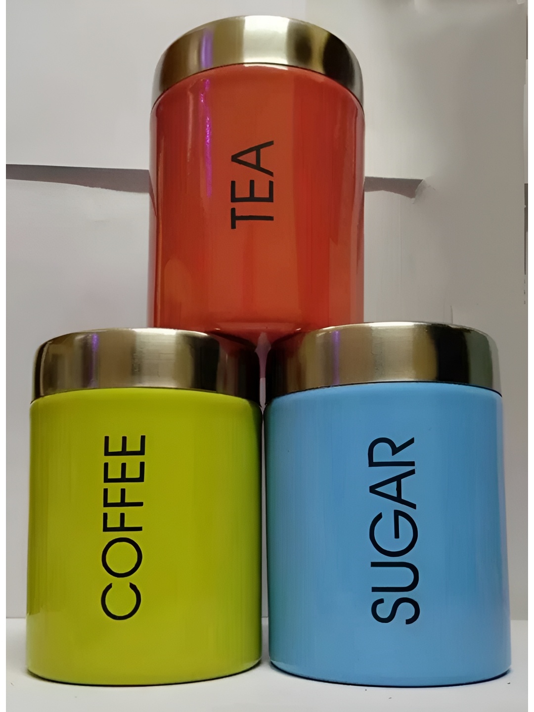 

STEEPLE Green 3 Pieces Stainless Steel Dishwasher Safe Tea Coffee & Sugar Container 800 ml