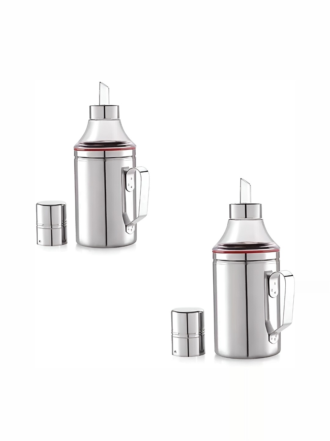 

STEEPLE Silver-Toned 2 Pieces Stainless Steel Dishwasher Safe Oil Dispenser 1l