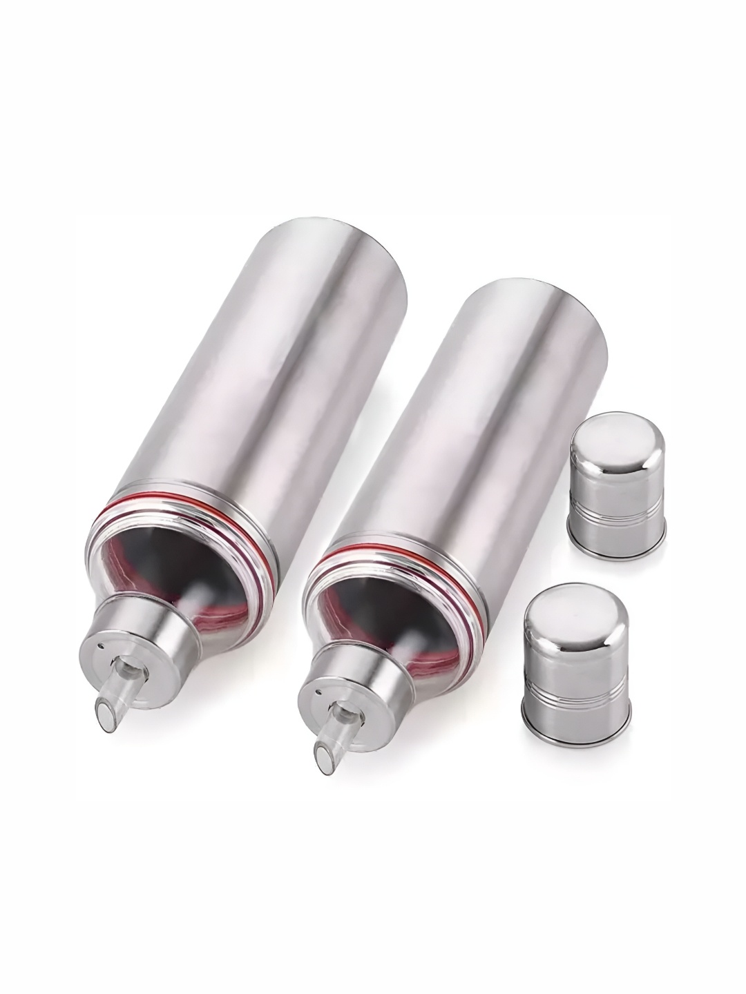 

STEEPLE Silver-Toned 2 Pieces Stainless Steel Dishwasher Safe Oil Dispenser 1l