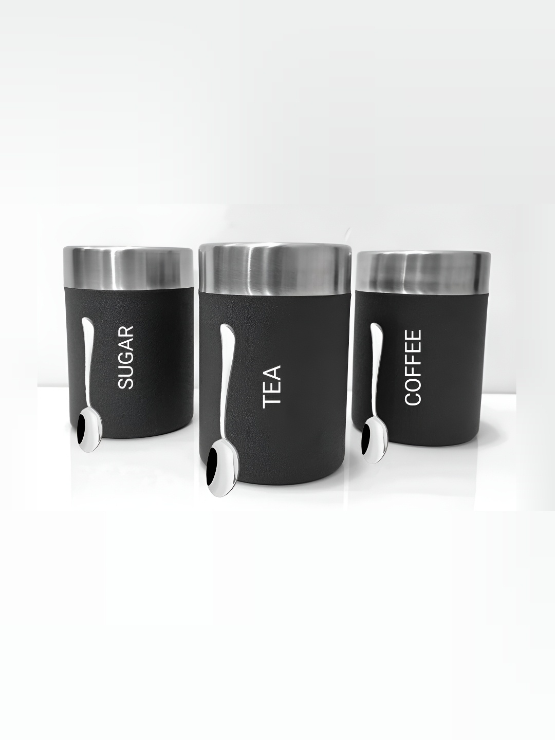 

STEEPLE Black Stainless Steel 3 Pieces Dishwasher Safe Tea Coffee & Sugar Container 750 ml