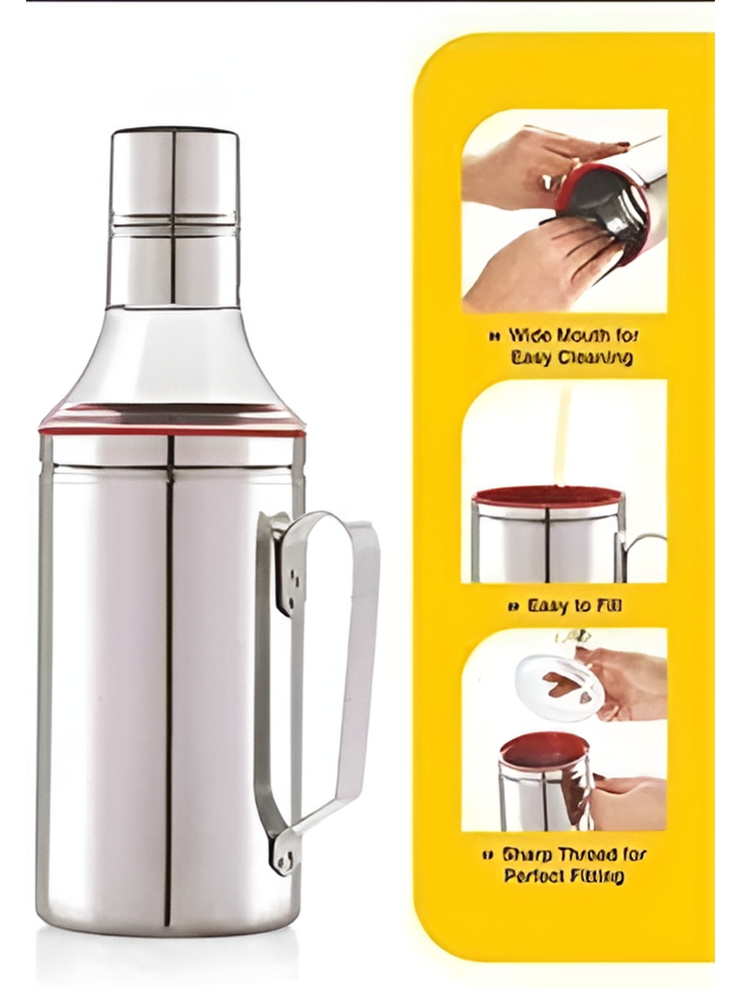 

STEEPLE Silver-Toned Stainless Steel Dishwasher Safe Oil Dispenser 1l