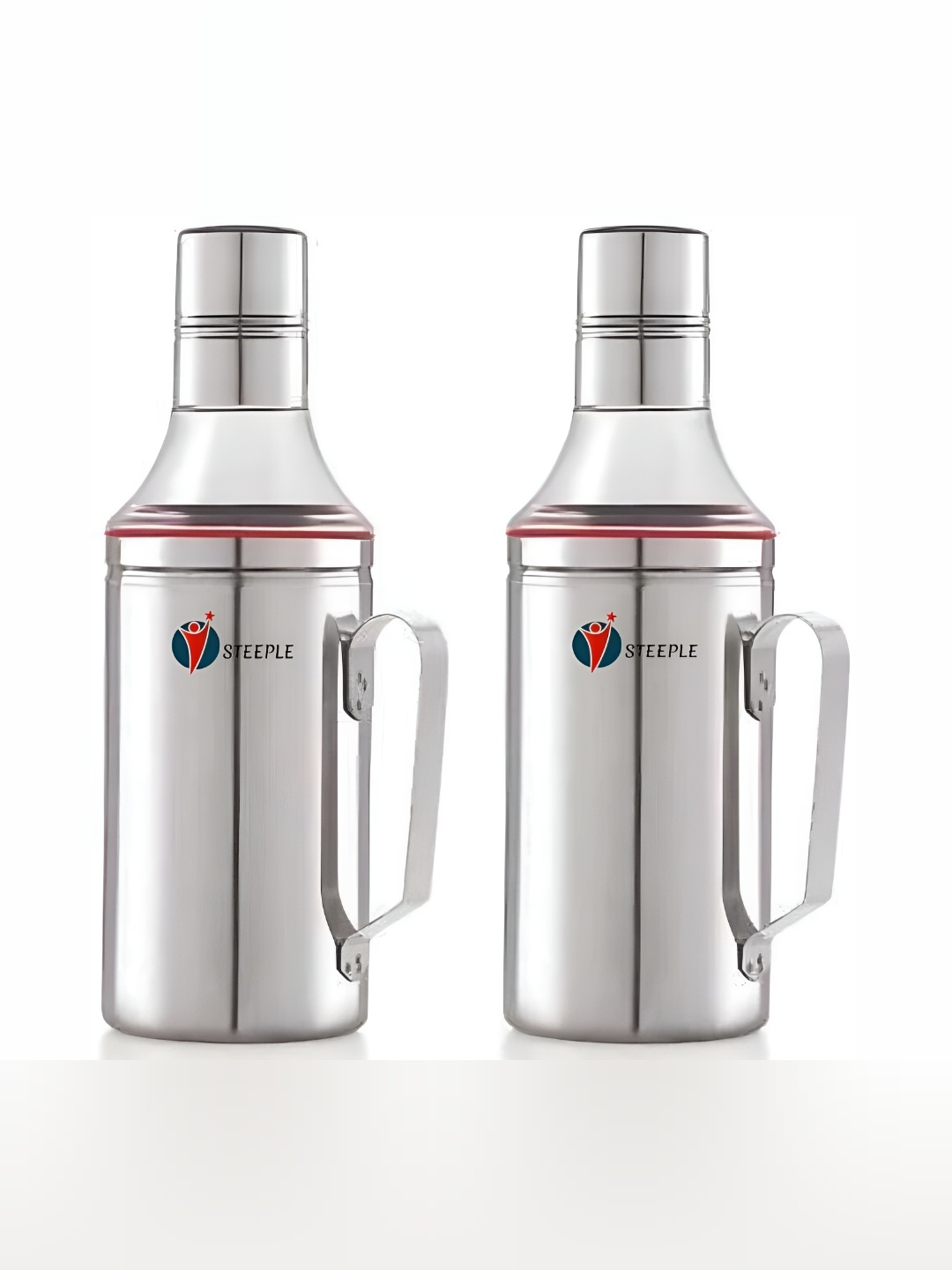 

STEEPLE Silver-Toned 2 Pieces Stainless Steel Dishwasher Safe Oil Dispenser 1L