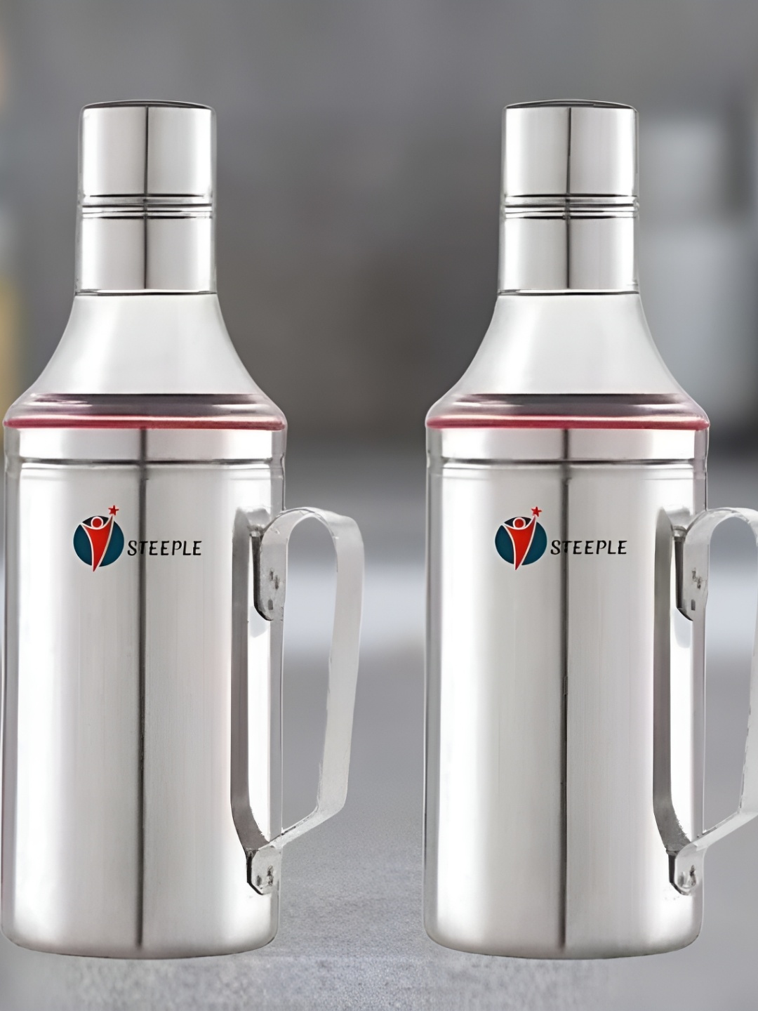 

STEEPLE 2 Pieces Stainless Steel Dishwasher Safe Oil Dispenser 1L each, Silver
