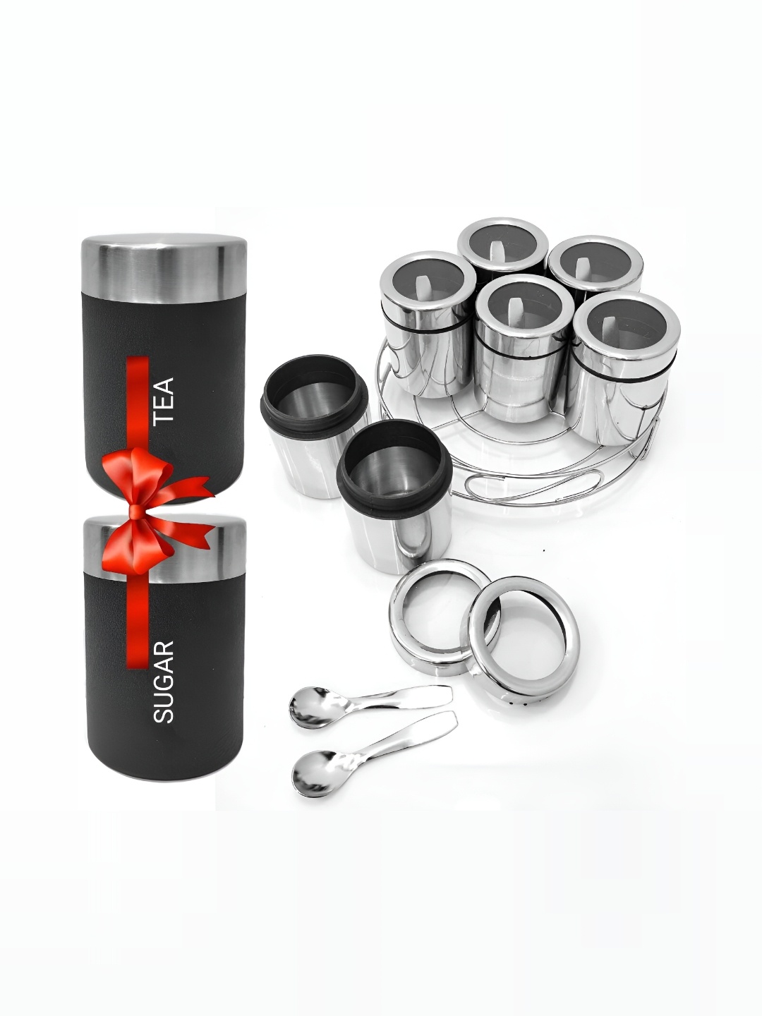 

STEEPLE Silver-Toned Stainless Steel Dishwasher Safe Food Container