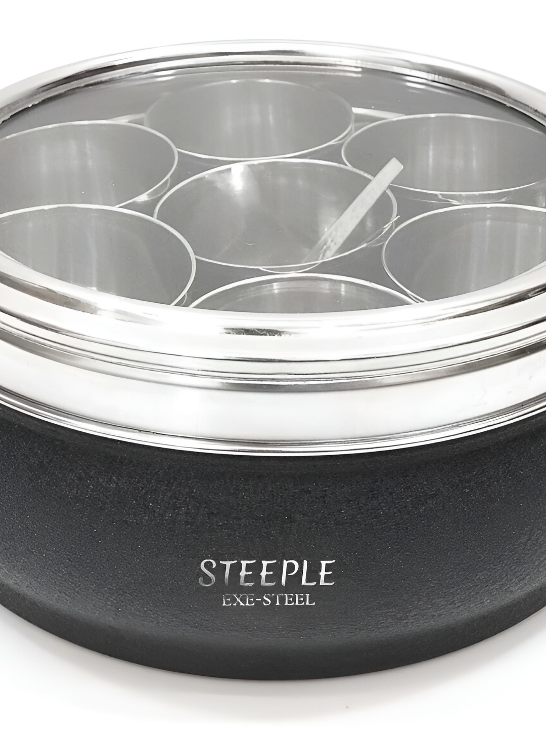 

STEEPLE Black & Transparent Stainless Steel Easy to Clean Spice Box 1.5 L