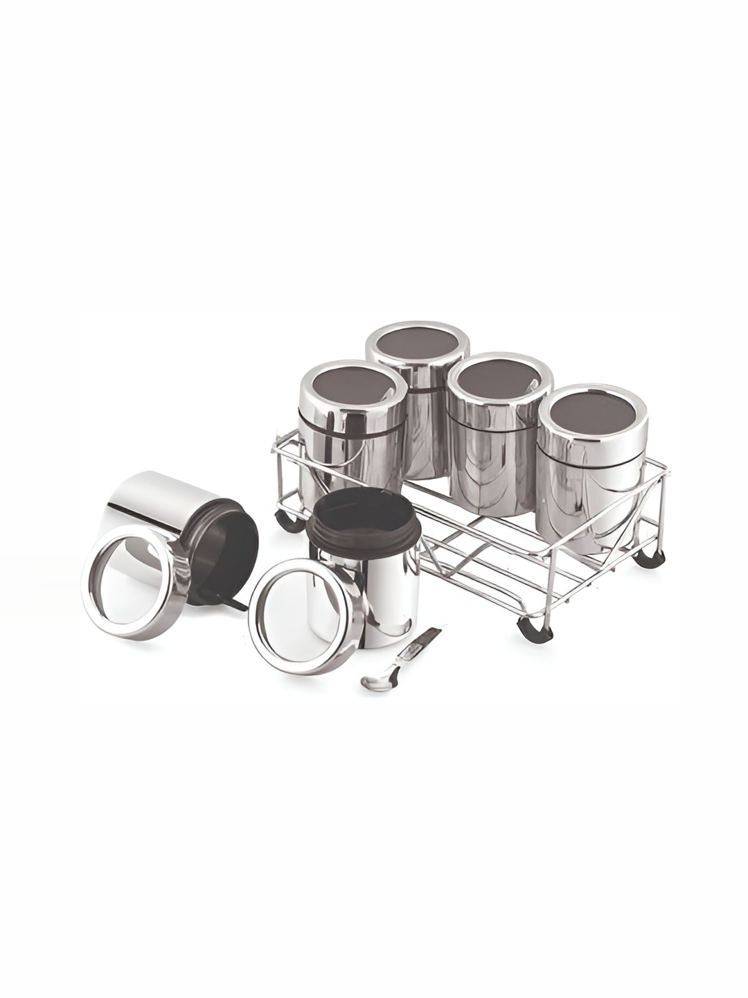 

STEEPLE Transparent 6 Pieces Durable Stainless Steel Spice Box 1.14L