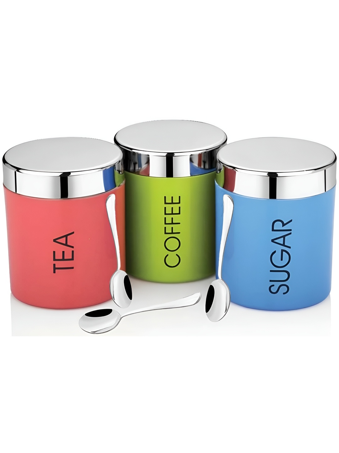 

STEEPLE Pink & Green 3 Pcs Airtight Stainless Steel Canister 800 ml