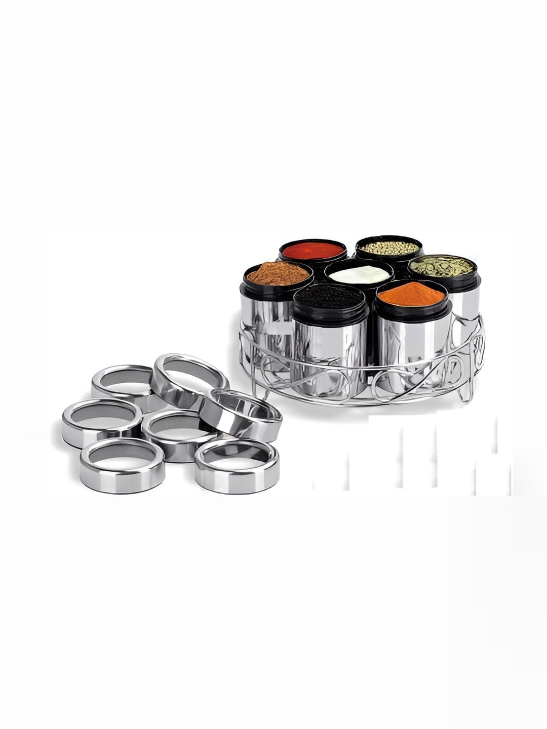 

STEEPLE Steel 7 Pieces Round Masala Box