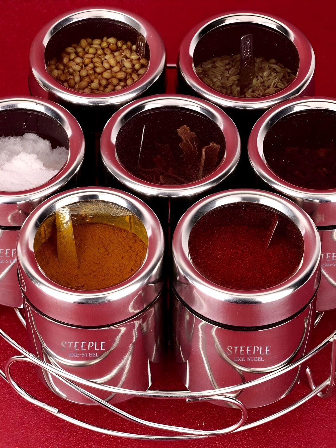 

STEEPLE Transparent 7 Pieces Stainless Steel Spice Box