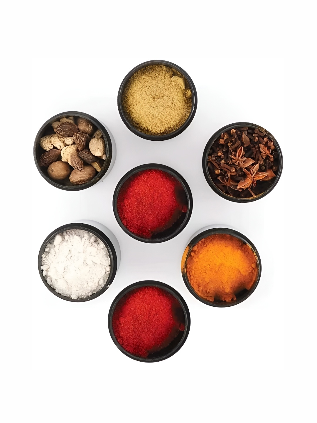 

STEEPLE Silver Toned & White 7 Pcs Stainless Steel Spice Box