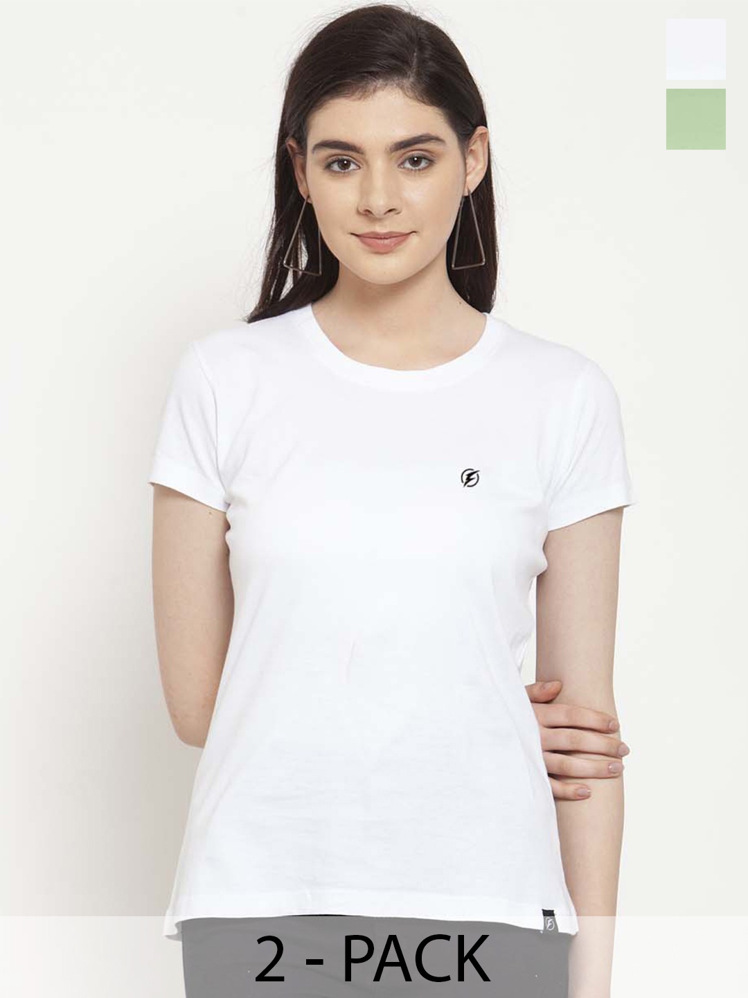 

Friskers Pack Of 2 Slim Fit Round Neck Short Sleeves Cotton T-shirts, White