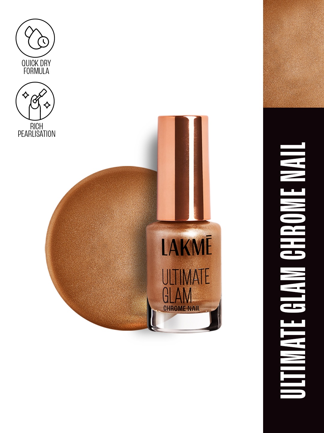 

Lakme Ultimate Glam Quick Dry Chrome Nail Polish 6 ml - Bronze CH3