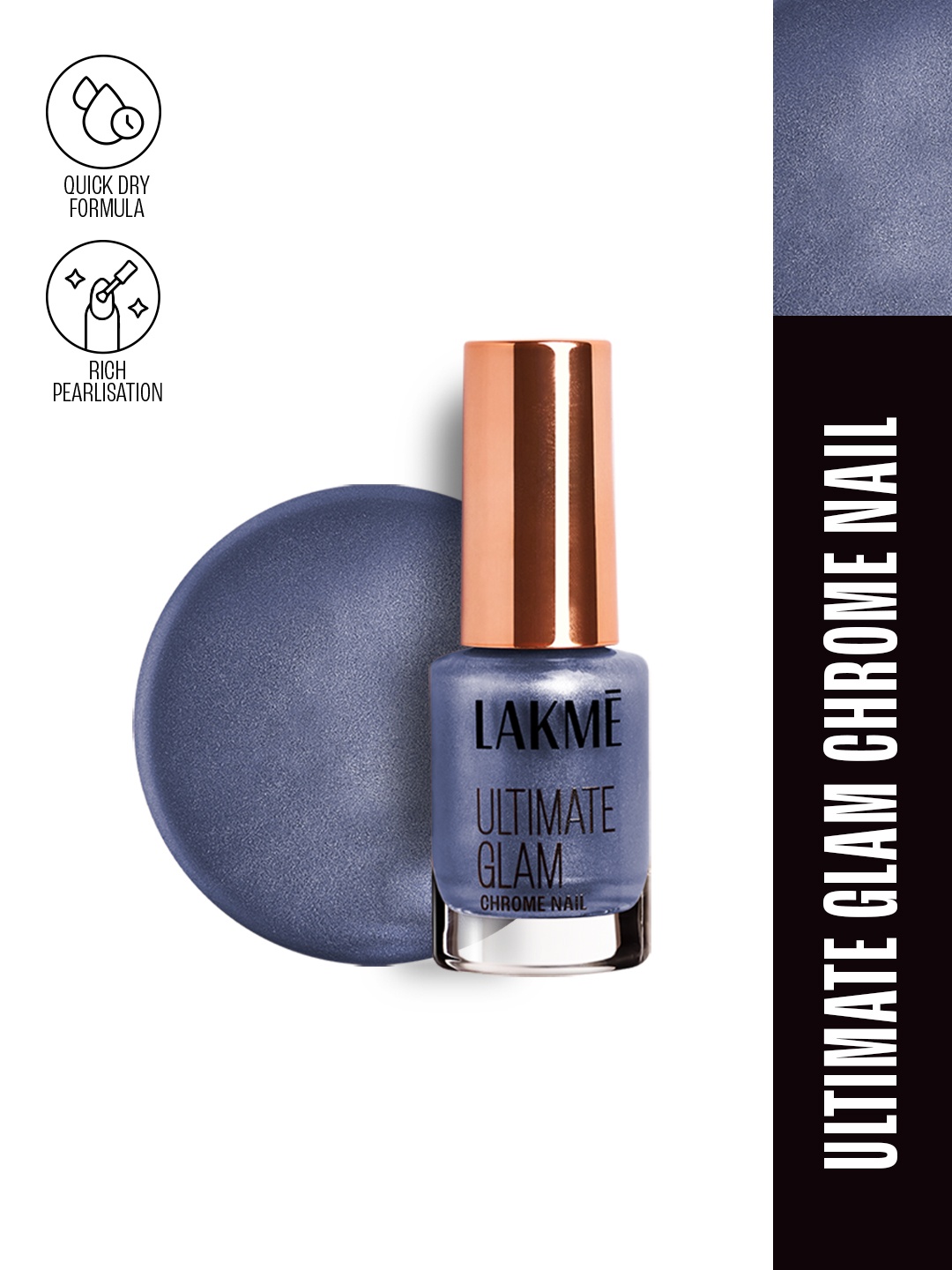 

Lakme Ultimate Glam Quick Dry Chrome Nail Polish 6 ml - Blue CH4