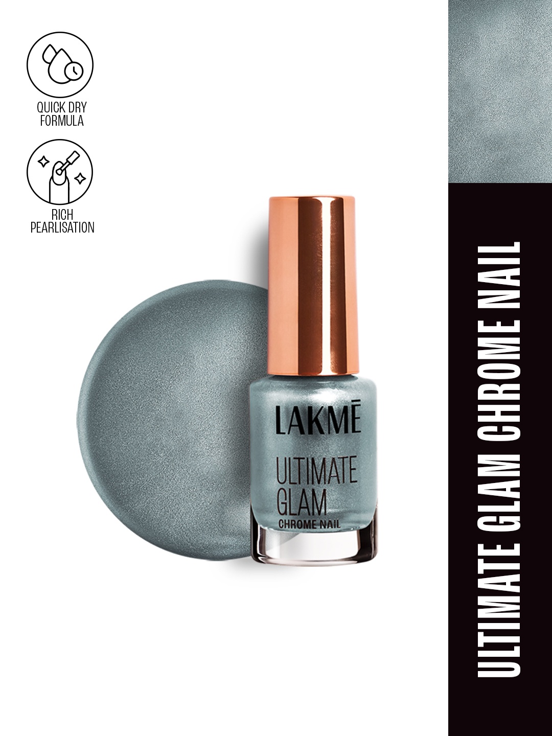 

Lakme Ultimate Glam Quick Dry Chrome Nail Polish 6 ml - Mint CH10, Green